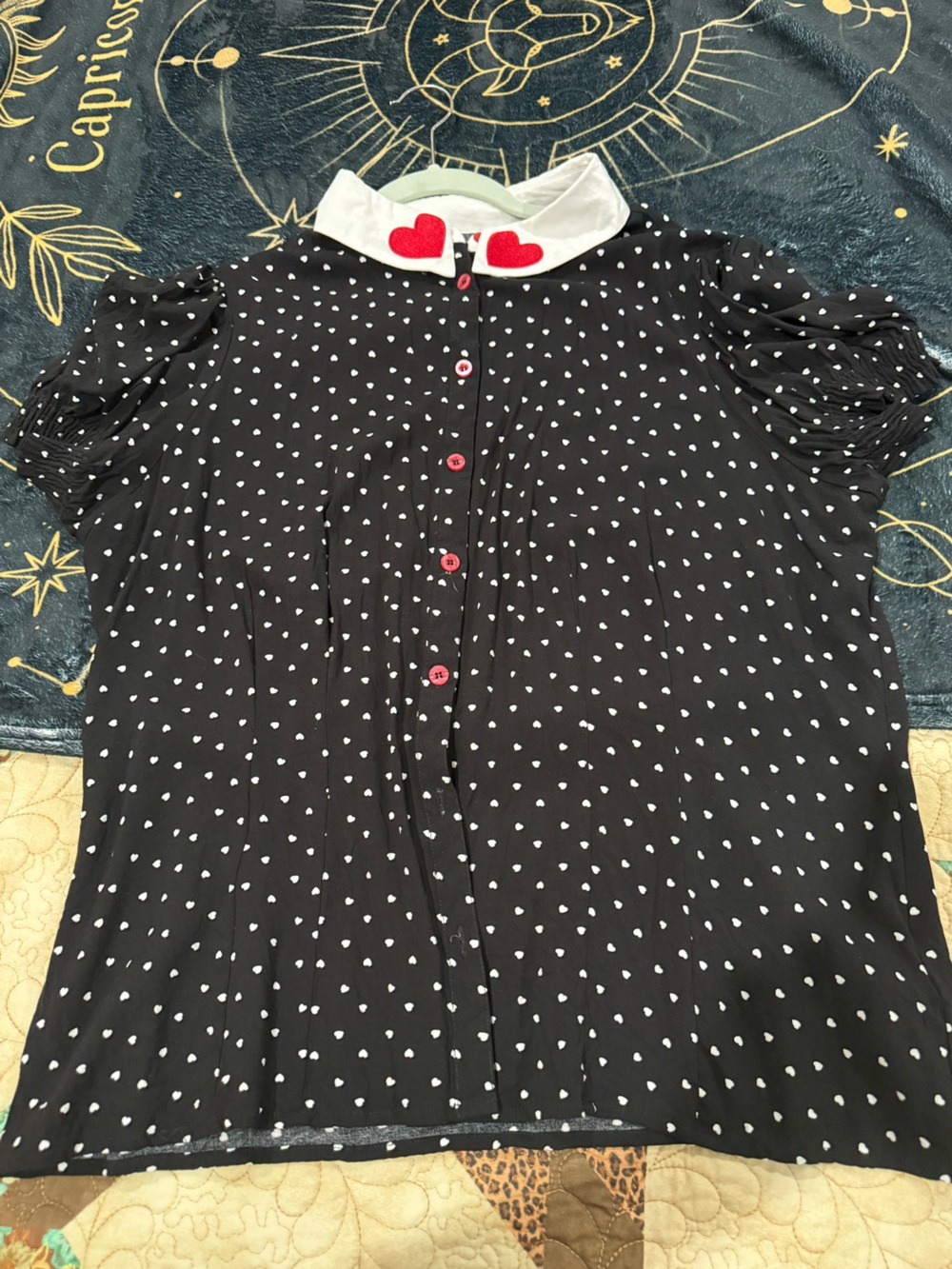Hell Bunny Allie Blouse, a black short-sleeve top size 3XL